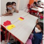 1st April, 2022 – Grade II  students used the think, pair and share tool for the activity of forming two-digit numbers using number cards.