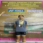 Muskaan Khan of Grade XII won two silver medals and one bronze medal at the Girls Doubles, Mixed Doubles and Girls Singles respectively at KTKS State Badminton Tournament.